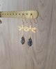Gold dragonfly earrings with Black Diamond Austrian drops