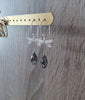 Silver dragonfly earrings with Black Diamond Austrian drops