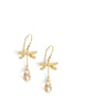 Gold dragonfly earrings with Golden Shadow Austrian crystals