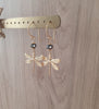18K gold plated dragonfly earrings with "Black Silver Night" Swarovski crystals on jewellery display