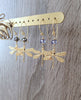 Gold dragonfly earrings with Black Diamond and Tanzanite Austrian crystals