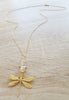 Long dragonfly necklace with Golden Shadow Austrian crystals