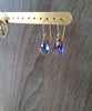 Gold earrings with Tanzanite Austrian crystal drops and balls