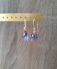Gold earrings with Tanzanite Austrian crystal drops and balls