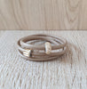 Beige triple wrap leather bracelet with Austrian crystals - Dige Designs