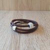 Brown triple wrap leather bracelet with Austrian pavé crystals