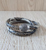 Double wrap snake leather bracelet with crystals