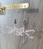 Silver dragonfly earrings with Black Diamond Austrian crystals