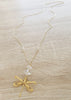 Long gold dragonfly necklace with crystal Swarovski crystals