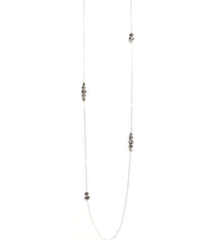 Long silver necklace with Black Silver Night Swarovski crystals