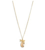 Long 18K gold plated dragonfly necklace with a Golden Shadow Swarovski crystal drop
