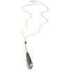 Long 18K gold plated necklace with Black Silver Night Swarovski pendant and crystals