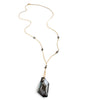 Long 18K gold plated necklace with Black Silver Night Swarovski pendant and crystals
