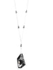 Long silver necklace with Black Diamond Swarovski crystals