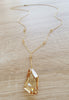 Long gold necklace with Golden Shadow Austrian crystals