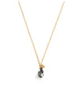 Short 18K gold plated necklace with a Black Silver Night Swarovski crystal drop and charm