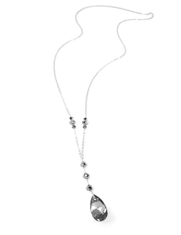 Long gold necklace with Black Diamond Austrian crystals