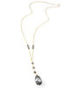 Long 18K gold plated Y-necklace with Black Silver Night Swarovski crystals