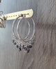 Silver hoop earrings with Black Diamond Austrian crystals