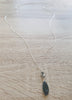 Long silver necklace with Black Diamond Austrian pavé pendant