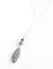 Long silver necklace with grey Austrian pavé pendant
