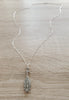 Long silver necklace with grey Austrian pavé pendant