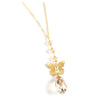 Long 18K gold plated butterfly necklace with Golden Shadow Swarovski crystals