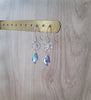 Silver flower earrings with Austrian Tanzanite AB drops