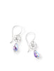 Silver flower earrings with Austrian Tanzanite AB drops