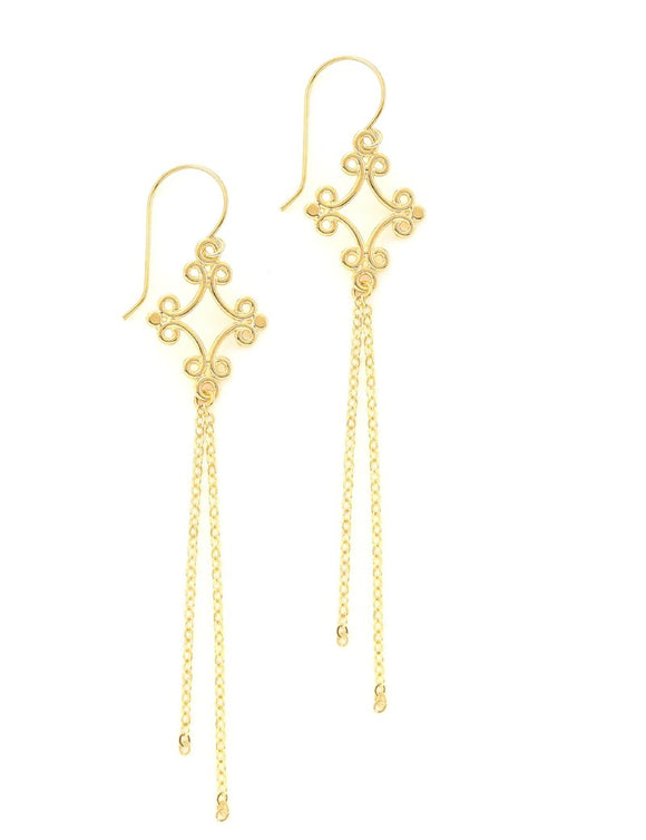 Dige Designs long gold filigree earrings