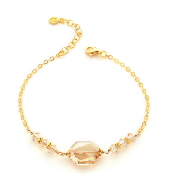 Gold bracelet with Golden Shadow Austrian crystals 