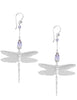 Silver dragonfly earrings with Tanzanite Austrian crystals