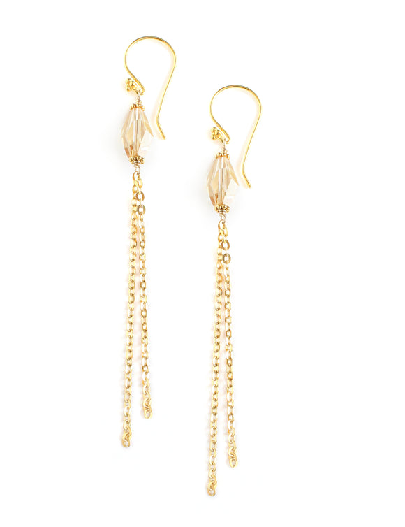 Gold earrings with golden shadow  Austrian crystals