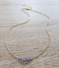 Short gold necklace with Tanzanite Austrian crystals