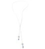 Silver double wrap flower necklace with Tanzanite AB Swarovski crystal drops