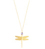 Long 18K gold plated dragonfly necklace with a Tanzanite Swarovski crystal