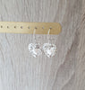 Silver heart earrings with clear Austrian crystals