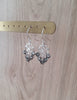 Rhodium plated heart filigree earrings with Black Diamond crystals