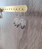Rhodium plated heart filigree earrings with Black Diamond crystals