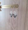 Rhodium plated heart filigree earrings with Black Diamond crystals