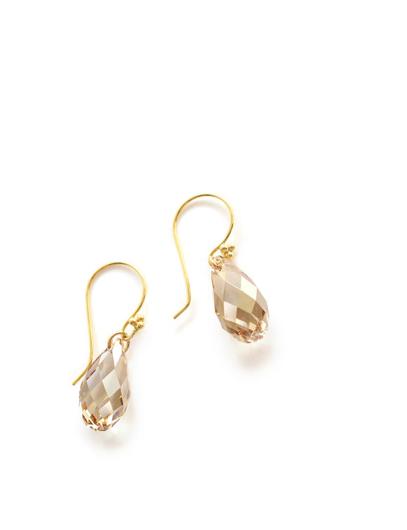 Gold earrings with Golden Shadow Austrian drops