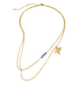 18K gold plated double chain butterfly necklace with Swarovski crystals