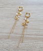 Gold seashell hoop earrings with Golden Shadow Austrian drops