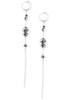 Silver hoop earrings with Black Diamond Austrian  crystals