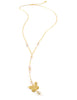 Gold butterfly necklace with pearls and Austrian crystal drop