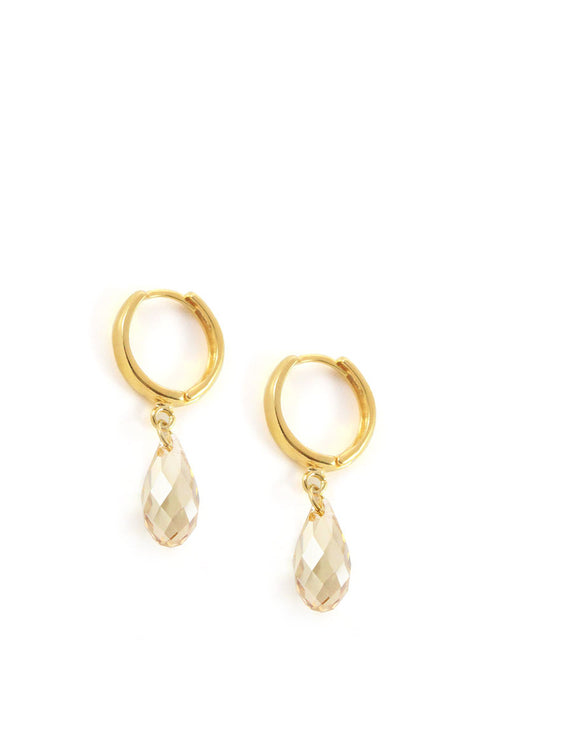 Gold hoop earrings with Golden Shadow Austrian drops