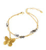 Double chain gold plated butterfly bracelet with Black Diamond crystals