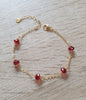 Gold bracelet with Scarlet Red Austrian  crystals