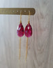 Gold earrings with ruby Austrian drops