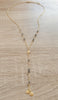 Gold seashell Y necklace with Black Diamond Austrian crystals
